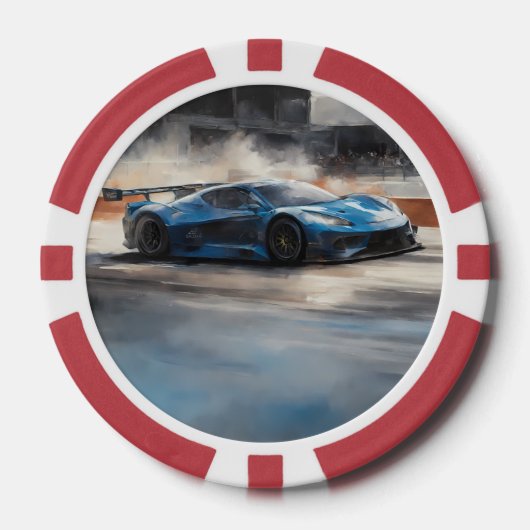 Dynamic Blue Urban Race Scene Pokerchips (Vorderseite)