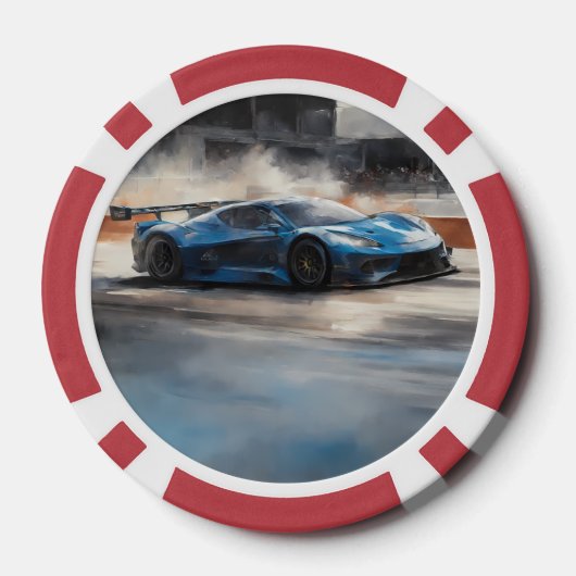Dynamic Blue Urban Race Scene Pokerchips (Rückseite)