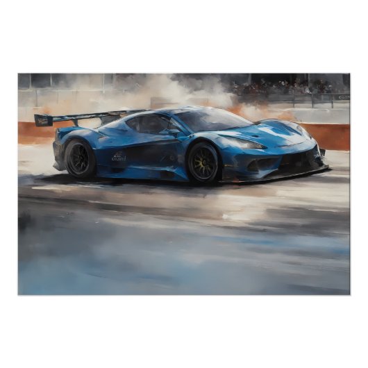 Dynamic Blue Urban Race Scene Poster (Vorderseite)