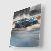 Dynamic Blue Urban Race Scene Quadratische Wanduhr (Winkel)
