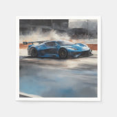 Dynamic Blue Urban Race Scene Serviette (Vorderseite)