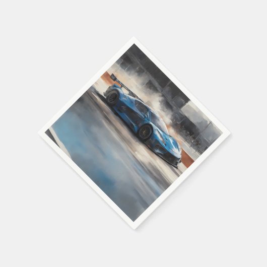 Dynamic Blue Urban Race Scene Serviette (Ecke)