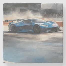 Dynamic Blue Urban Race Scene Steinuntersetzer