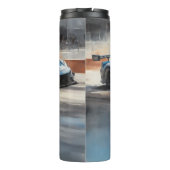 Dynamic Blue Urban Race Scene Thermosbecher (Rückseite)