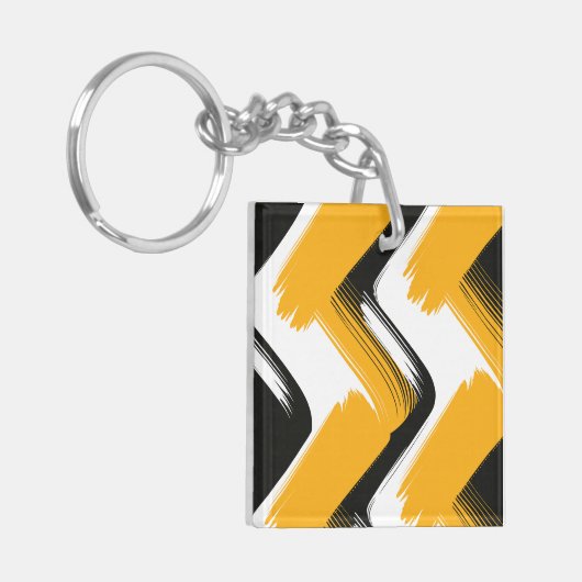 Dynamic Brushstroke Wave Pattern Schlüsselanhänger (Vorderseite links)