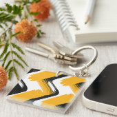 Dynamic Brushstroke Wave Pattern Schlüsselanhänger (Vorderseite rechts)