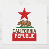 Dynamic California State Flag Graphic on a Bierflaschenetikett (Einzelnes Label)