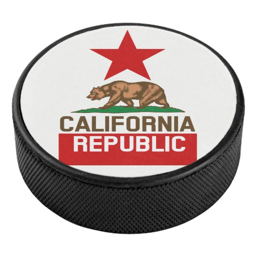 Dynamic California State Flag Graphic on a Eishockey Puck (3/4)
