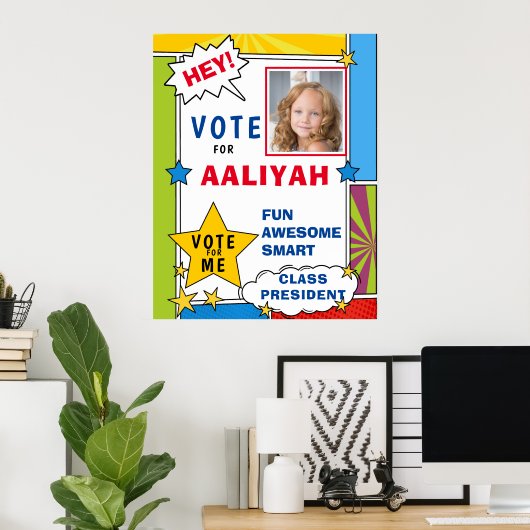 Dynamic Cartoon Comic Book Style Voting School Poster (Heimbüro)