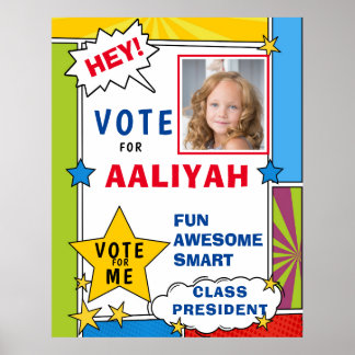 Dynamic Cartoon Comic Book Style Voting School Poster