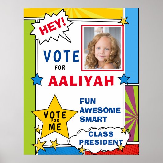 Dynamic Cartoon Comic Book Style Voting School Poster (Vorne)