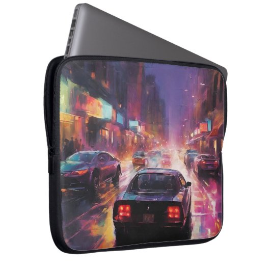Dynamic Cityscape Racing Laptopschutzhülle (Vorne Rechts)