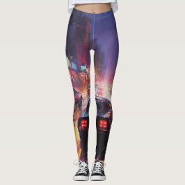 Dynamic Cityscape Racing Leggings
