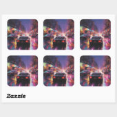 Dynamic Cityscape Racing Quadratischer Aufkleber (Blatt)