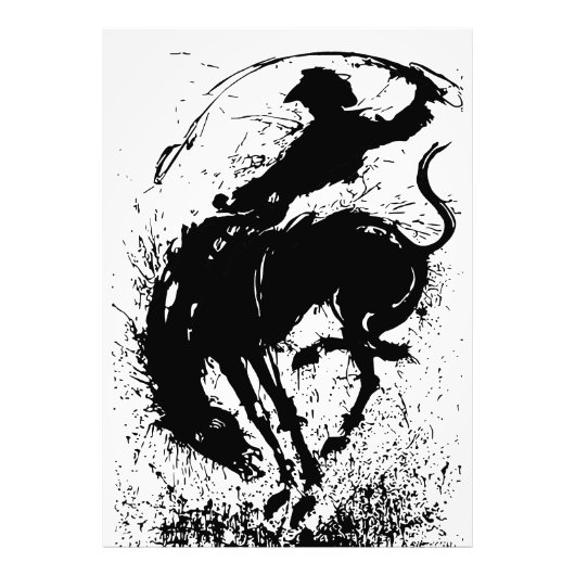 Dynamic Cowboy Rodeo Silhouette Art Fotodruck (Vorne)