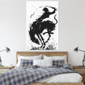 Dynamic Cowboy Rodeo Silhouette Art Leinwanddruck (Insitu (Schlafzimmer))