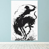 Dynamic Cowboy Rodeo Silhouette Art Leinwanddruck (Insitu (Holzboden))