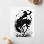 Dynamic Cowboy Rodeo Silhouette Art Mitteilungskarte (Vorderseite/Rückseite Beispiel)