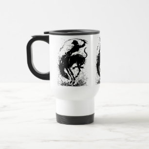 Dynamic Cowboy Rodeo Silhouette Art Reisebecher