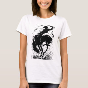 Dynamic Cowboy Rodeo Silhouette Art T-Shirt