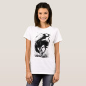 Dynamic Cowboy Rodeo Silhouette Art T-Shirt (Vorne ganz)