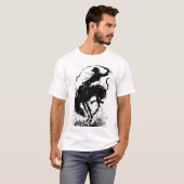 Dynamic Cowboy Rodeo Silhouette Art T-Shirt (Vorne ganz)
