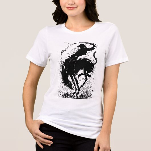 Dynamic Cowboy Rodeo Silhouette Art Tri-Blend Shirt (Vorderseite)