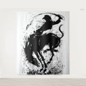 Dynamic Cowboy Rodeo Silhouette Art Wandteppich (Vorderseite)
