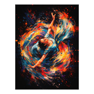 Dynamic Dancing Woman Swirling Colors Abstract Fotodruck