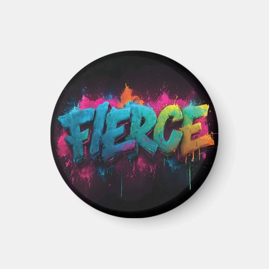 Dynamic Digital Street Art mit dem Wort Fierce Magnet (Vorne)