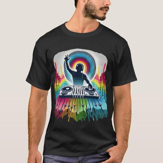Dynamic DJ Silhouette T - Shirt mit Vibrant Equali (Vorderseite)