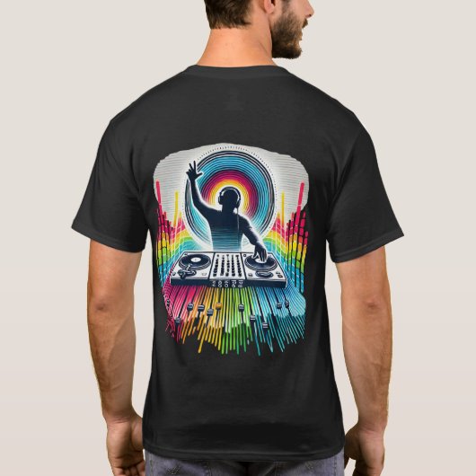 Dynamic DJ Silhouette T - Shirt mit Vibrant Equali (Rückseite)