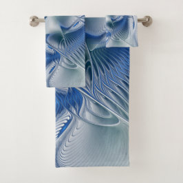 Dynamic Fantasy Abstract Blue Tones Fractal Art Badhandtuch Set