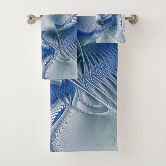 Dynamic Fantasy Abstract Blue Tones Fractal Art Badhandtuch Set (Insitu)