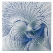 Dynamic Fantasy Abstract Blue Tones Fractal Art Fliese (Vorderseite)