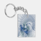 Dynamic Fantasy Abstract Blue Tones Fractal Art Schlüsselanhänger (Vorderseite links)