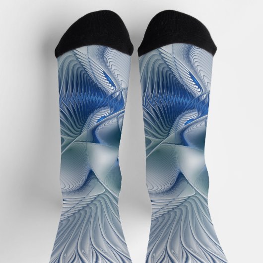 Dynamic Fantasy Abstract Blue Tones Fractal Art Socken (Oben)
