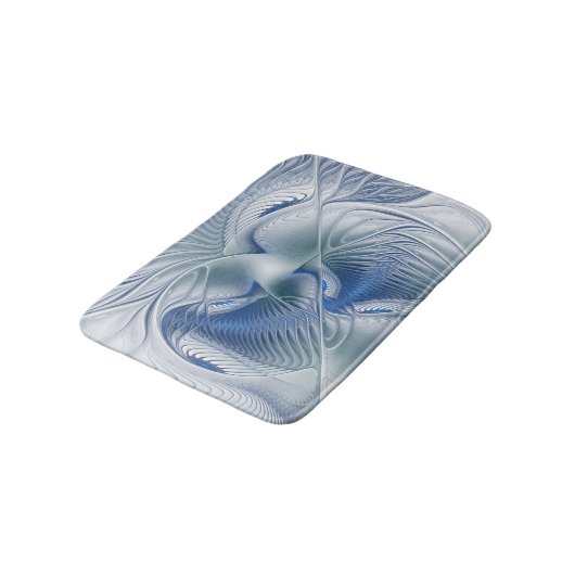 Dynamic Fantasy Abstrakt Blue Tones Fraktal Art Badematte (Schrägansicht)