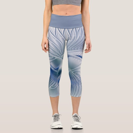Dynamic Fantasy Abstrakt Blue Tones Fraktal Art Capri Leggings (Vorderseite)