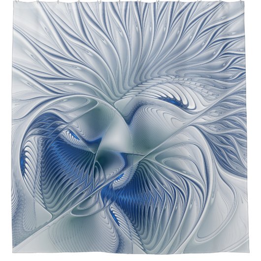 Dynamic Fantasy Abstrakt Blue Tones Fraktal Art Duschvorhang (Vorderseite)
