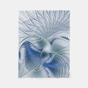 Dynamic Fantasy Abstrakt Blue Tones Fraktal Art Fleecedecke