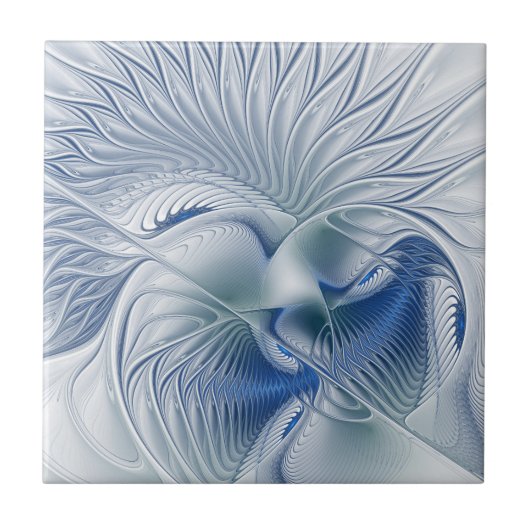 Dynamic Fantasy Abstrakt Blue Tones Fraktal Art Fliese (Vorderseite)
