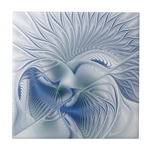 Dynamic Fantasy Abstrakt Blue Tones Fraktal Art Fliese (Vorderseite)