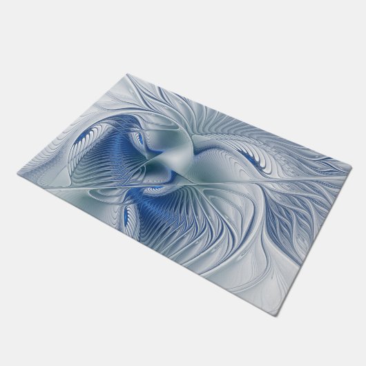 Dynamic Fantasy Abstrakt Blue Tones Fraktal Art Fußmatte (Schrägansicht)