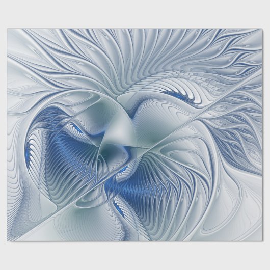Dynamic Fantasy Abstrakt Blue Tones Fraktal Art Geschenkpapier (Flach)