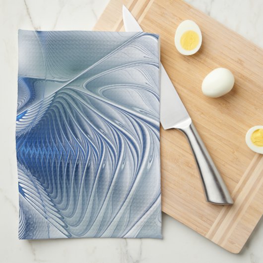 Dynamic Fantasy Abstrakt Blue Tones Fraktal Art Geschirrtuch (Viertel Falte)