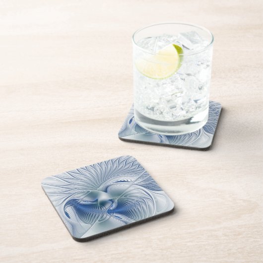 Dynamic Fantasy Abstrakt Blue Tones Fraktal Art Getränkeuntersetzer (Rechte Seite)