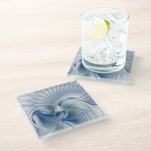 Dynamic Fantasy Abstrakt Blue Tones Fraktal Art Glasuntersetzer