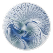 Dynamic Fantasy Abstrakt Blue Tones Fraktal Art Keramikknauf (Vorderseite)