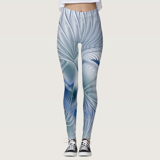 Dynamic Fantasy Abstrakt Blue Tones Fraktal Art Leggings (Vorderseite)